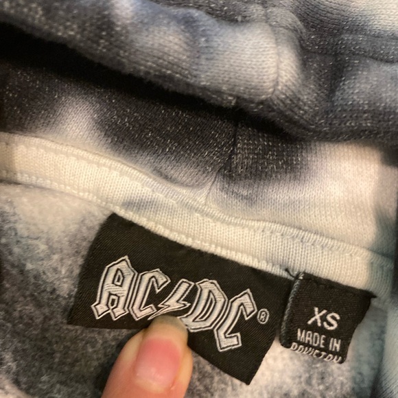 AC/DC Black and White Tie Dye Women’s Hoodie Size XS - Picture 6 of 8